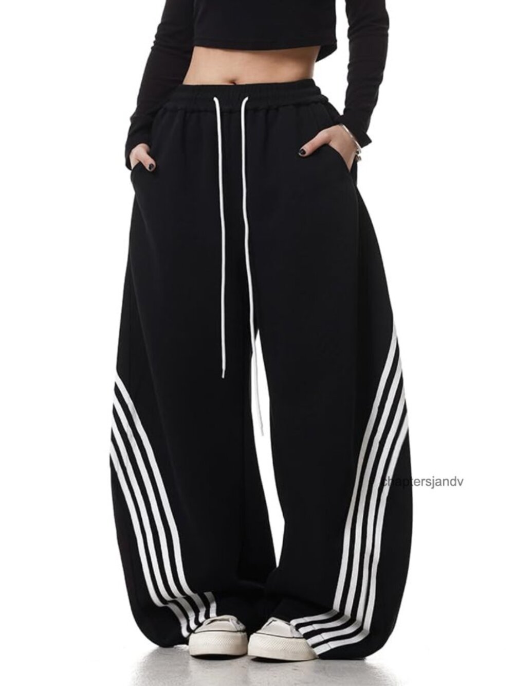 Women's Baggy Barrel Striped Sweatpants High Waisted Wide Leg